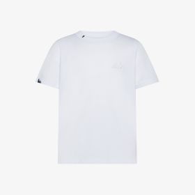 White cotton T-shirt with contrast embroidery