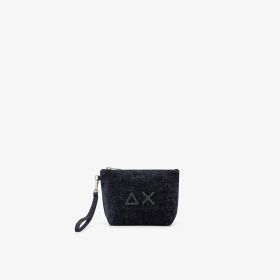 Mini pochette in velluto navy blue