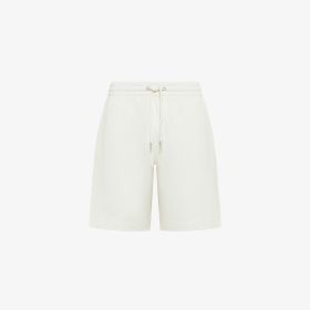 Off white cotton fleece Bermuda shorts