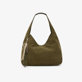 Borsa hobo in velluto verde militare scuro