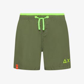 Military green nylon beach shorts