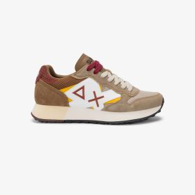 Dark beige Jaki Winter nylon and suede sneaker