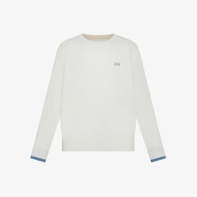 Maglia girocollo in cotone bianco panna