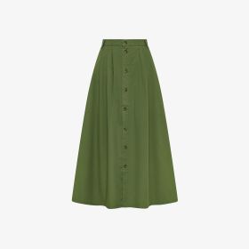 Gonna in heavy popeline verde scuro