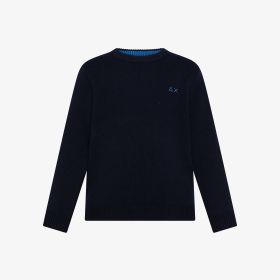 Maglia girocollo in lana e cashmere navy blue
