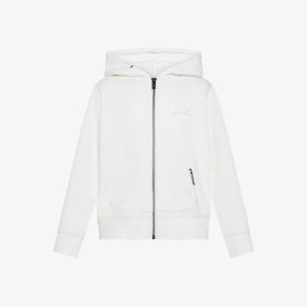 Off white cotton fleece zip hoodie