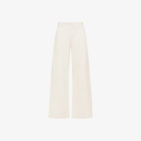 Pantaloni in velluto di cotone bianco panna