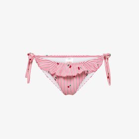 Slip mare con stampa e rouches bianco panna/fucsia