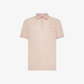 Polo in jersey di lino rosa porcellana