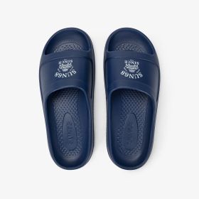 Ciabatte in PU blu navy/bianco