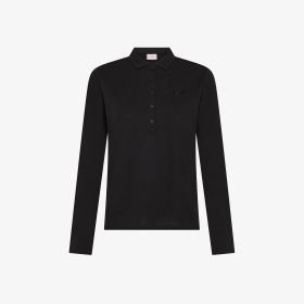 Polo slim in piquet di cotone nero