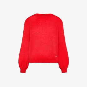 Maglia girocollo in lana e alpaca rosa lampone