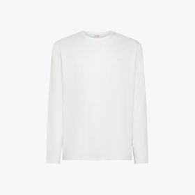 White cotton jersey T-shirt with long sleeves