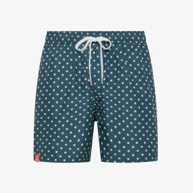 Navy blue/lemon yellow printed beach shorts