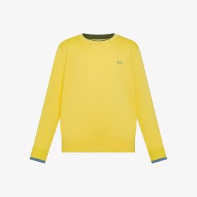 Maglia girocollo in cotone giallo