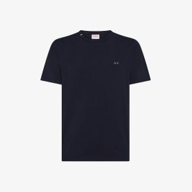 T-shirt girocollo in jersey di cotone navy blue