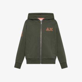 Dark military cotton zip sweatshirt with logo