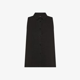 Top in cotone seersucker nero