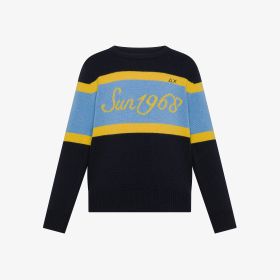 Maglia in lana e cashmere con logo navy blue